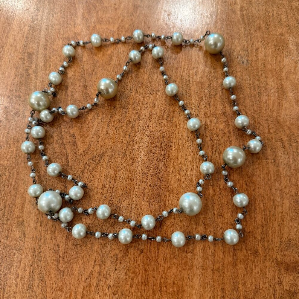 Faux Pearl Vintage Costume Long Necklace